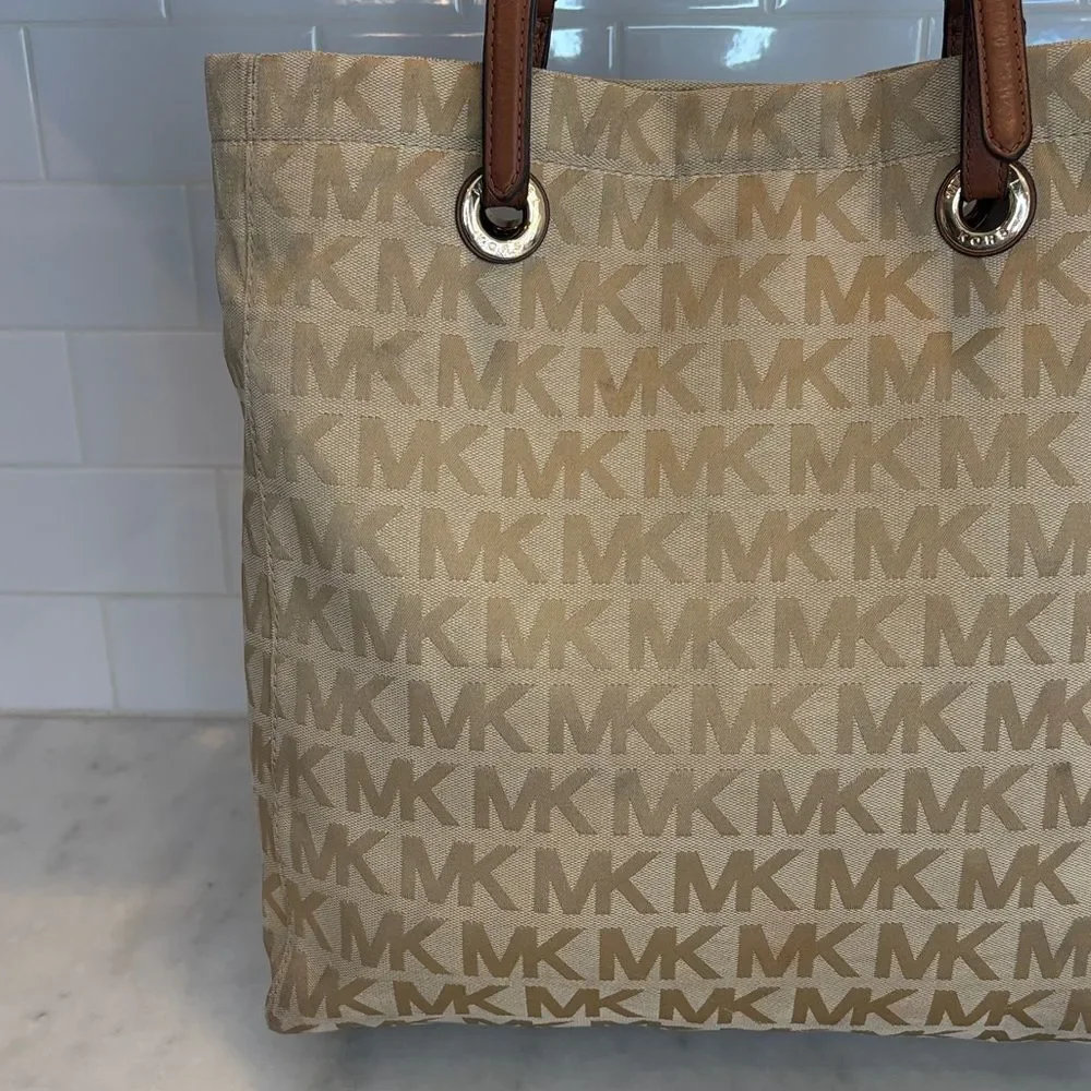 Michael Kors Bag Purse Handbag Signature Logo Shopper Tote Bag Pocketbook - Picture 2 of 16